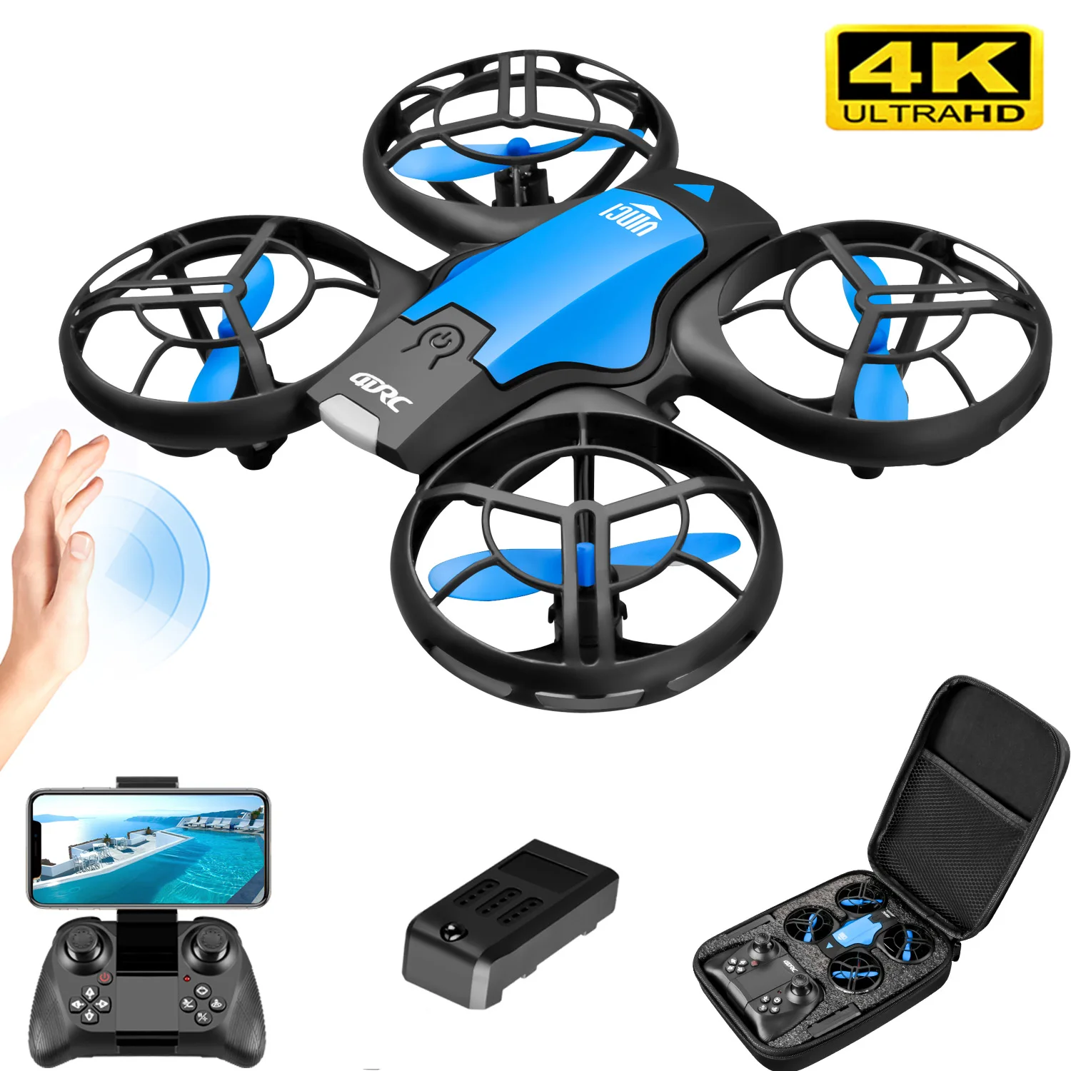 V8 New Mini Drone 4K Professio - Rc Helicopter Case recension och pris